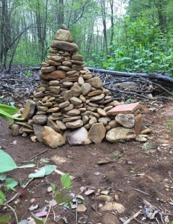 Side view of cairn